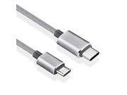 Patazon 1M Silver Type C to Micro USB Braided Cable with Reversible Connector