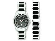 Ladies Chisel Ceramic & Stainless Steel Black Dial Watch & 7.5in Bracelet Set.