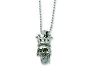 Stainless Steel Skull with Crown Pendant 22in Necklace. Metal Wt- 15.26g.