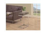 Monarch Specialties Dark Taupe Reclaimed Look Chrome Metal Table i3254