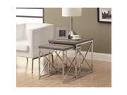 Monarch Specialties Dark Taupe Reclaimed Look Nesting Tables i3255