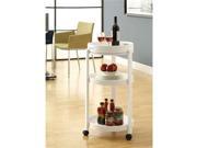 Monarch Specialties White Bar Cart With A Serving Tray On Castors i3345