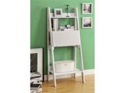 Monarch Specialties White 61 H Ladder Bookcase With Drop Down Desk i7040