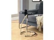 Monarch Specialties Chrome Metal Accent Table Black Tempered Glass i3004