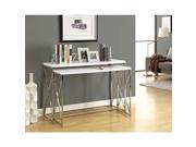 Monarch Specialties Glossy White Chrome Metal Console Table Set i3027