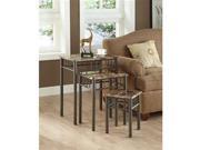 Monarch Specialties Marble Bronze Metal 3 Piece Nesting Table Set i3041