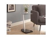 Monarch Specialties Black Silver Accent Table With Tempered Glass i3047