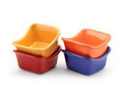 Rachael Ray 53295 Stoneware Lil Saucy Set of 4 Square Dipping Cups 3 Ounce Assorted