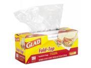 Glad 60771 Fold Top Sandwich Bags 6 1 2 x 5 1 2 Clear 180 Box 12 Boxes Carton 1 Carton