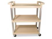 Three Shelf Service Cart W brushed Aluminum Upright 16 1 4 X 31 1 2 X 36 Beige