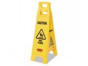 Caution Wet Floor Floor Sign 4 Sided Plastic 12 x 16 x 38 Yellow