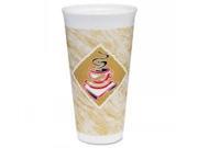 Foam Hot/cold Cups, 20 Oz., Caf G Design, White/brown With Red Accents