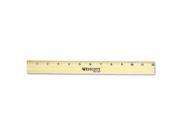 Flat Wood Ruler W Two Double Brass Edges 12 Clear Lacquer Finish