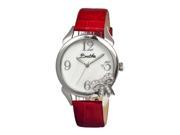 Bertha Women's Bow White Leather Red Analog Watch