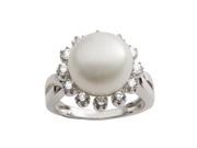 UPC 028321696443 product image for Pearls For You Sterling Silver White Freshwater Button Pearl & Cubic Zirconia Ri | upcitemdb.com