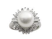 UPC 028321613730 product image for Pearls For You White Freshwater Pearl and Cubic Zirconia Halo Ring (10-10.5 mm) | upcitemdb.com