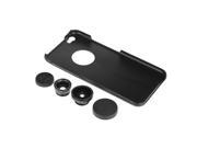 Black 3 in 1 Fish Eye Wide Angle Macro Camera Lens Kit Back Case for Apple iPhone 6 4.7 inches