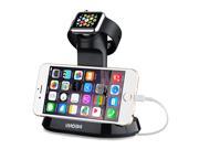 VicTsing 2 in 1 Charging Dock Stand Docking Station Bracket Cradle Holder for Apple Watch 38mm 42mm iPhone 6 Plus 6 5S 5 5C 4S 4 Black