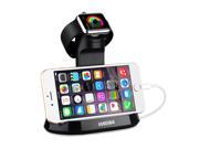 2 in 1 Watch Charging Stand Dock Station Holder forApple Watch and Phone with Built in Insert Slots cable management Black