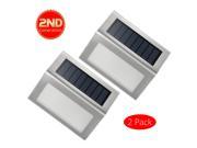 2 Pack Outdoor Stainless Steel LED Solar Step Light; Illuminates Stairs Paths Deck Patio Garden Etc. *White*