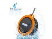 VicTsing Wireless Bluetooth 3.0 Waterproof Outdoor Shower Speaker with 5W Speaker Suction Cup Mic Hands Free Speakerphone Orange