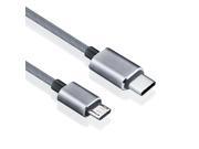 Type C to Micro USB Braided Cable with Reversible Connector for New Macbook 12inch 2015 ChromeBook Pixel Nokia N1 and Other Devices with Type C Connector