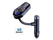 Victake Wireless Bluetooth Hands free Car Kit FM Transmitter MP3 Player Charger with Dual USB Type A Charging Port LCD Digital Screen 3.5mm Audio Mic Port For