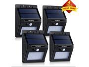 Four Package 16LED Solar Panel Powered Motion Sensor Lamp Outdoor Light Garden Security Light 320lm with Diamond Lampshade