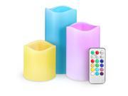 Flameless Indoor Color Changing Candles with Remote Control Timer 3Pack