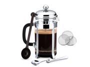 VicTake French Press Cafetiere Coffee or Tea Maker Teapot with Honey Spoon and Coffee Scoop and 4 Filter Screens
