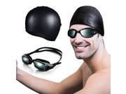 Swim Cap Swimming Goggles Premium Silicone Swim Goggles with UV Protection and Anti Fog Technology for Men and Women