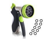 Newest Garden Hose Nozzle 8 Adjustable Watering Patterns Heavy Duty Metal Construction with 10 Rubber Washers Perfect for Watering Plants Car Wash and Showe
