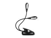 Rechargeable Book Light with Dual head and Mini Size Easy Clip on Reading LED Lamp with Soft Padded Clamp Music Stand Light with USB Charging Cable 5 Brightn