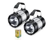 Portable Outdoor LED Camping Lantern 2 Packs with 3 AA Batteries Black Collapsible