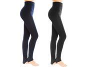2 Pack Fleece Lined Seamless Leggings Thick Stretchy and Soft Tights High waisted Slimming Ankle Length Black and Navy
