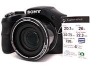 Sony Cyber shot DSC H200 20.1 Megapixel Bridge Camera Black 3 Touchscreen LCD 16 9 26x Optical Zoom 52x Optical IS 5184 x 3888 Image 1280 x 7