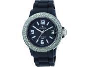 Laurens Women's GW70J900Y Swarovski Crystal Bezel Black Dial Rubber Watch