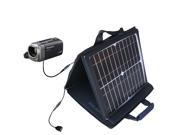 SunVolt MAX Solar Charger compatible with the Panasonic HDC-SDX1H HD Camcorder and one other device; charge from sun at wall out