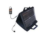 SunVolt MAX Solar Charger compatible with the Coby CAM4505 SNAPP Camcorder and one other device; charge from sun at wall outlet-