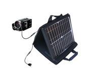 SunVolt MAX Solar Charger compatible with the Sanyo Camcorder VPC-FH1A and one other device; charge from sun at wall outlet-like
