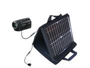 SunVolt MAX Solar Charger compatible with the Panasonic HDC-TM80 Camcorder and one other device; charge from sun at wall outlet-