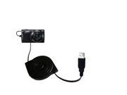 Retractable USB Power Port Ready charger cable designed for the Fujifilm Finepix T500/ T510 and uses TipExchange