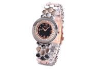 WEIQIN Black Dial Crystal Stainless Steel Lady Women Fabulous Quartz Wrist Watch WQI055