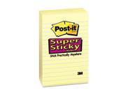 3M 6605SSCY Super Sticky Notes 4 x 6 Canary Yellow Five 90 Sheet Pads Pack