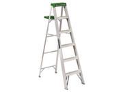 428 Folding Aluminum Step Ladder 6 ft 5 Step Green