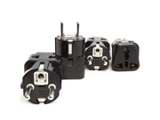 OREI 2 in 1 USA to Europe Adapter Plug Schuko Type E F 4 Pack Black