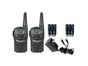 Midland LXT118VP 22 Channel GMRS Radios w Rechargeable AAA Batteries AC Adapter Black LXT118VP