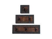 Benzara 14442 Classy And Attractive Wood Metal Wall Hook Set Of Three