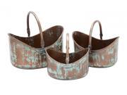 Benzara 26904 Metal Planter Set 3 15 in. 13 in. 11 in. W Patio Accents