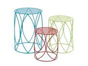 BENZARA 28916 The Colorful Set Of 3 Metal Plant Stand